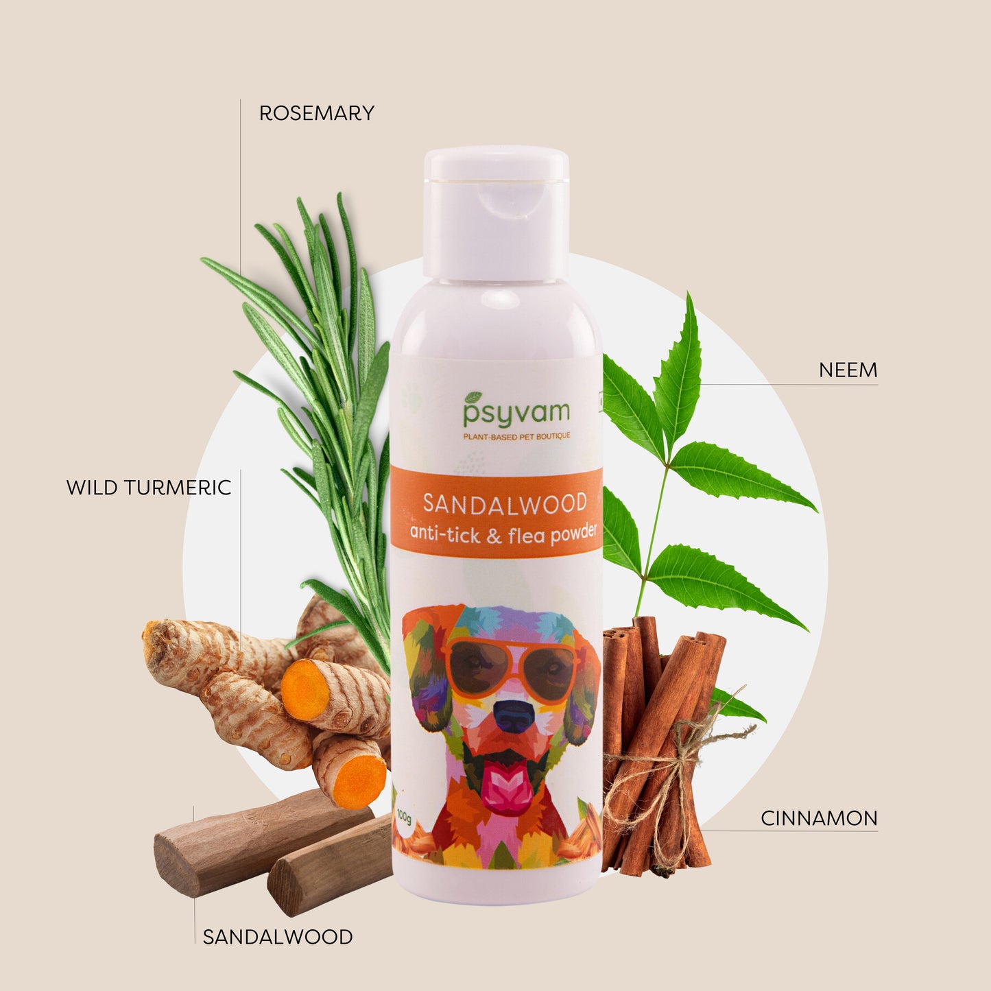 Sandalwood Anti Tick and Flea Powder - Aromatic defense