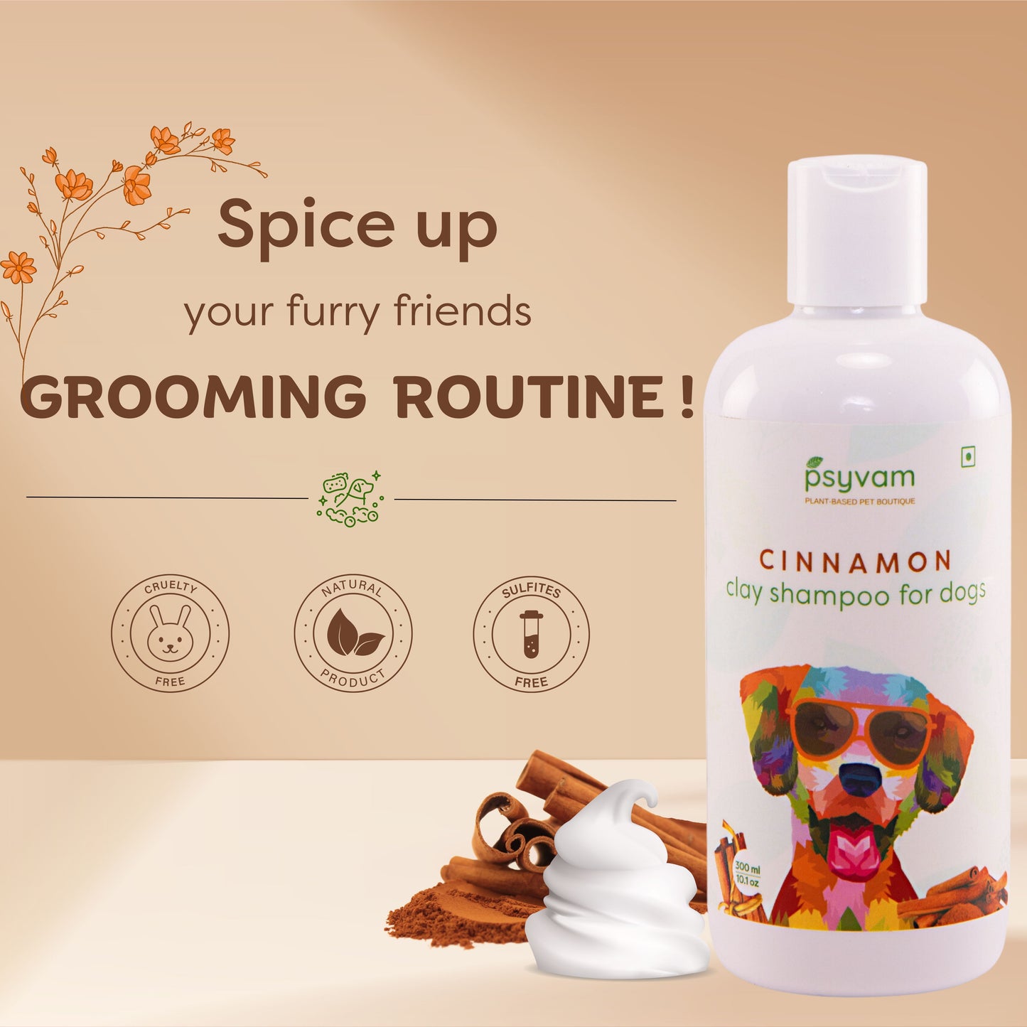 Image of Psyvam Clay Shampoo for Dogs Cinnamon Tagline