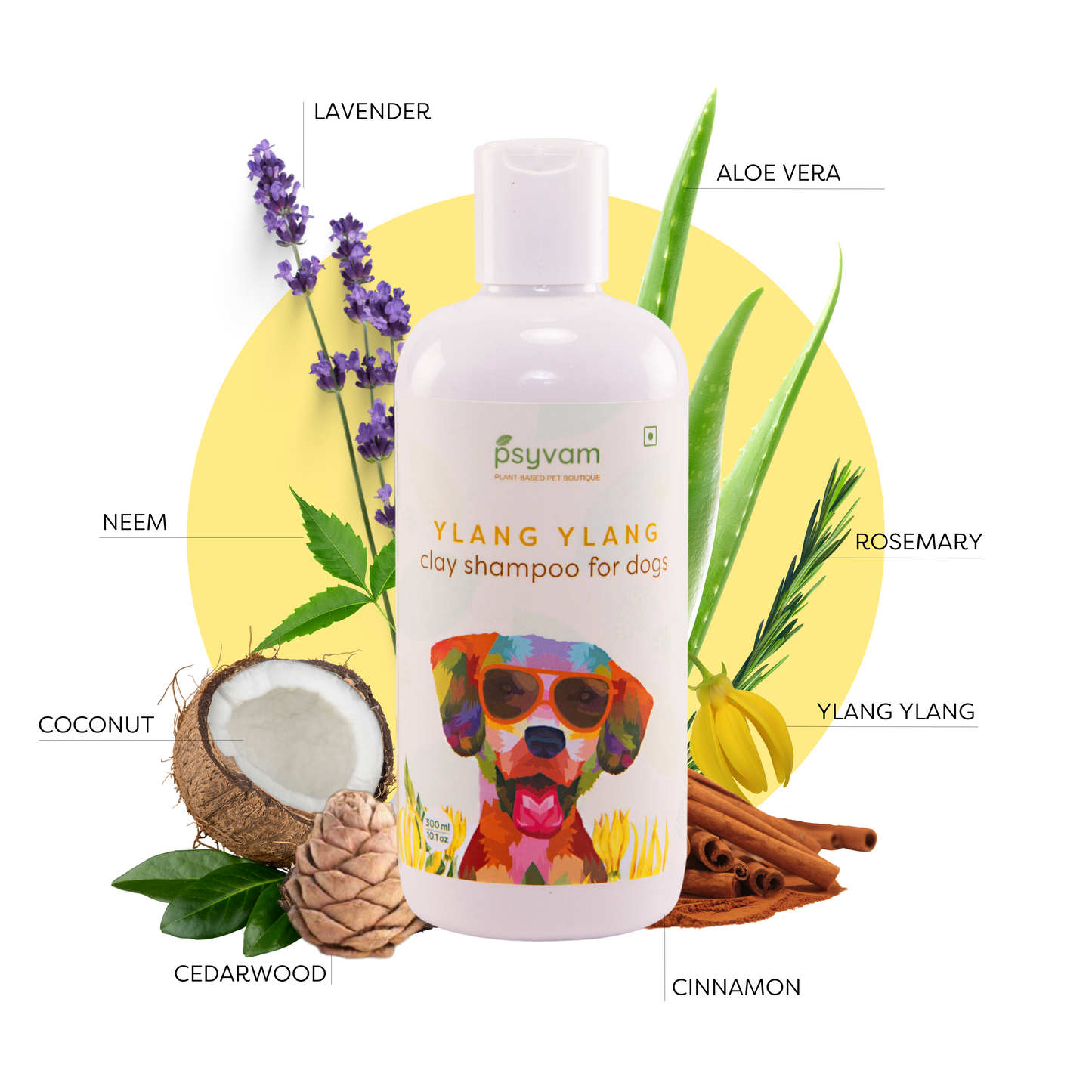 Image of Psyvam Clay Shampoo for Dogs Ylang Ylang Ingredients