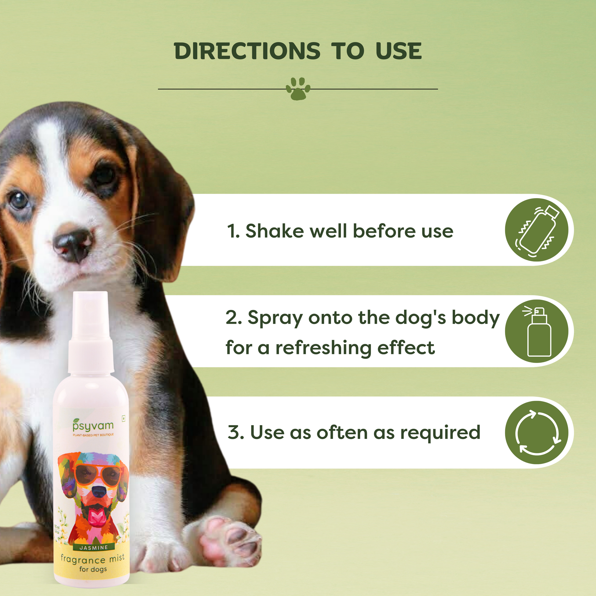 Image of Psyvam Fragrance Mist for Dogs Jasmine Directions to Use