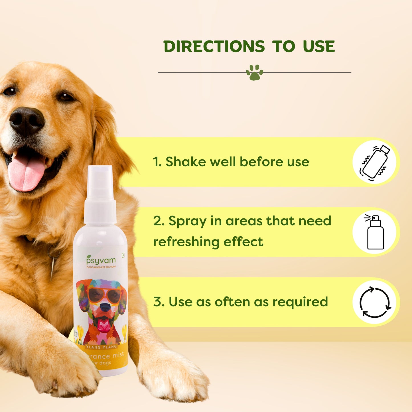 Image of Psyvam Fragrance Mist for Dogs Ylang Ylang Directions to Use