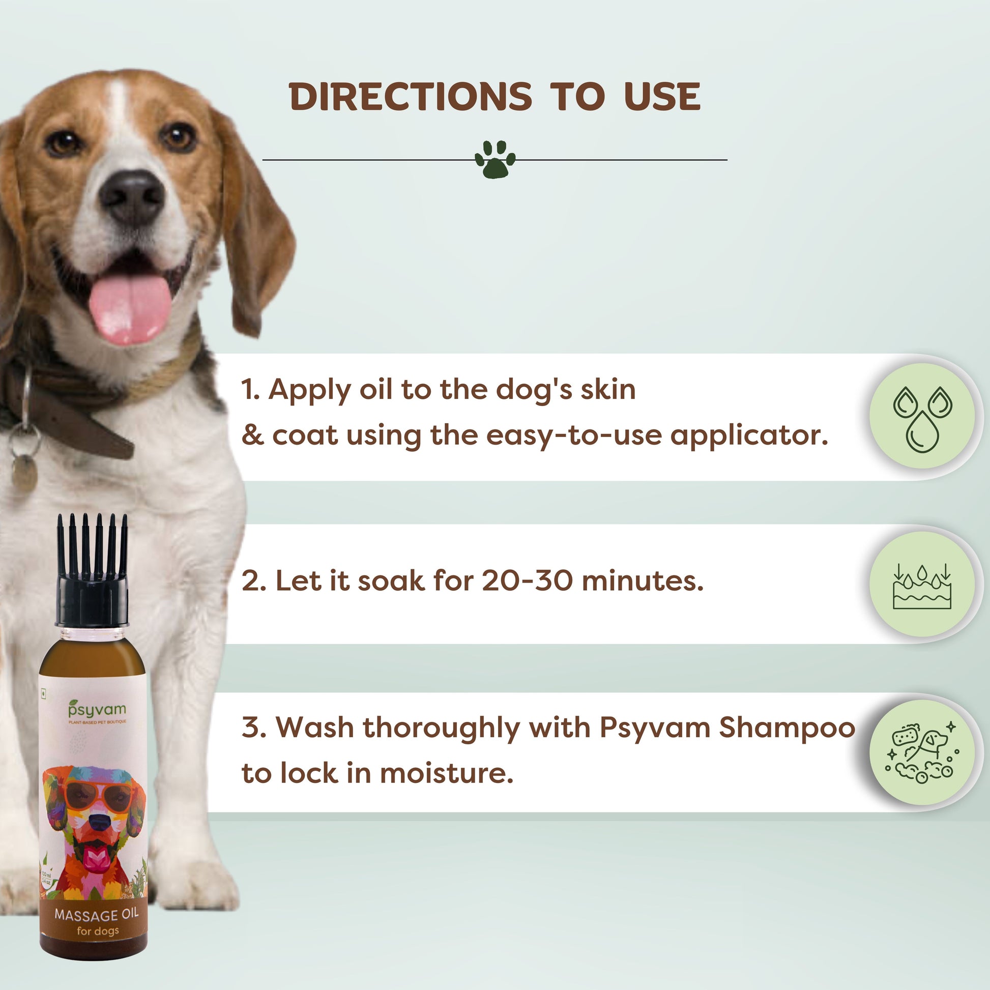 Image of Psyvam Massage Oil for Dogs Directions to Use