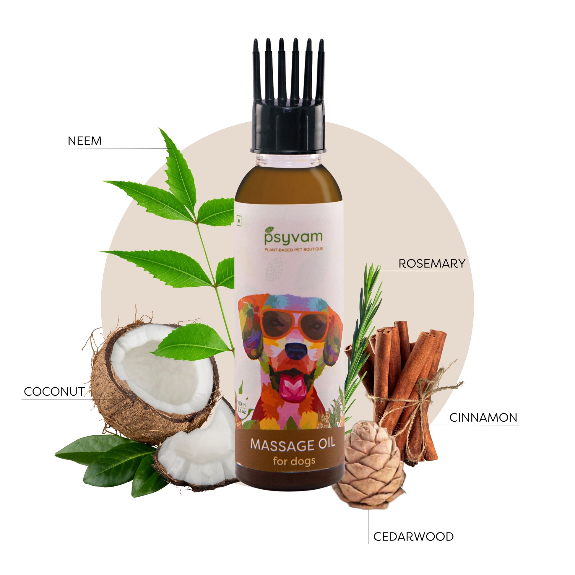 Image of Psyvam Massage Oil for Dogs Ingredients