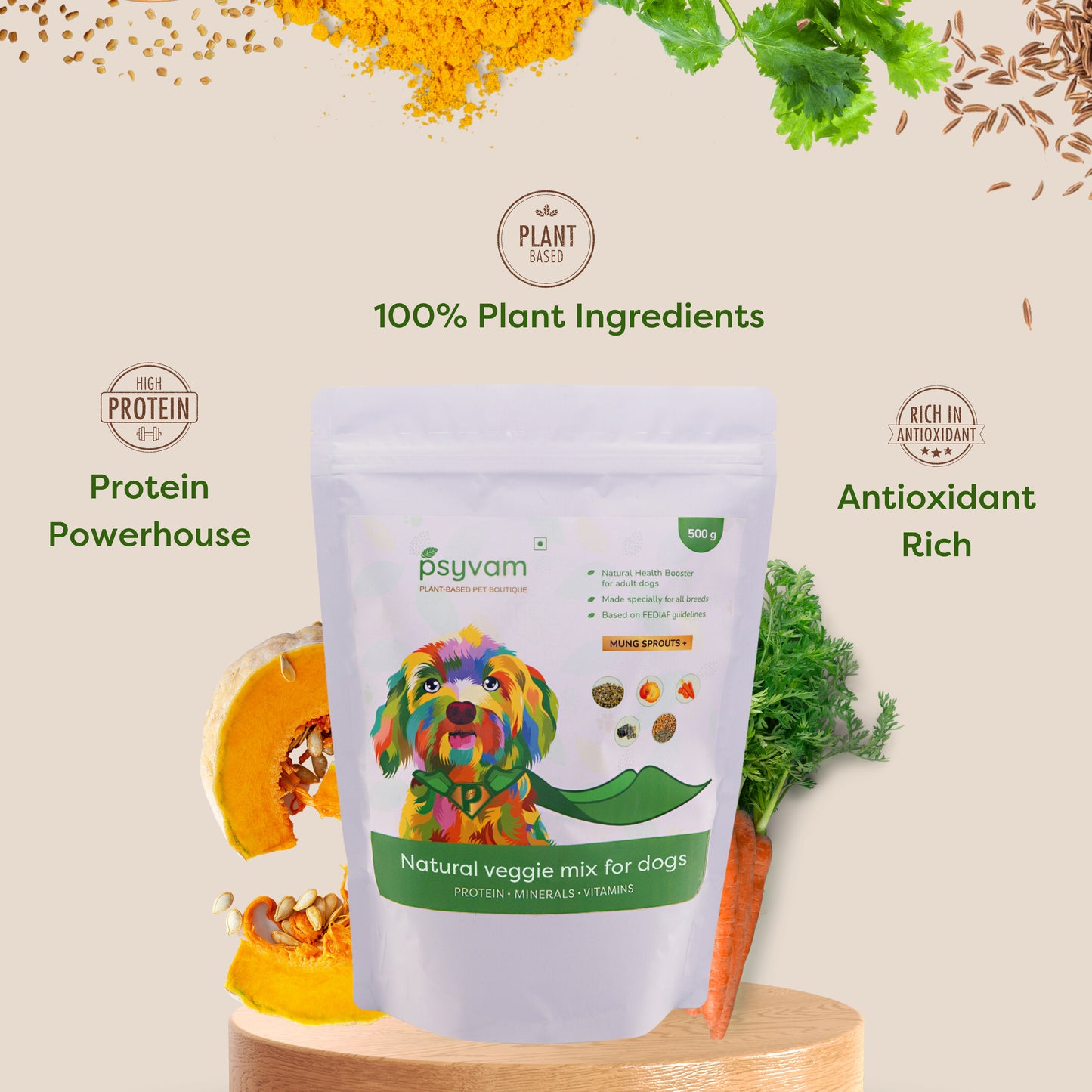 Image of Psyvam Natural Veggie Mix for Dogs Benefits