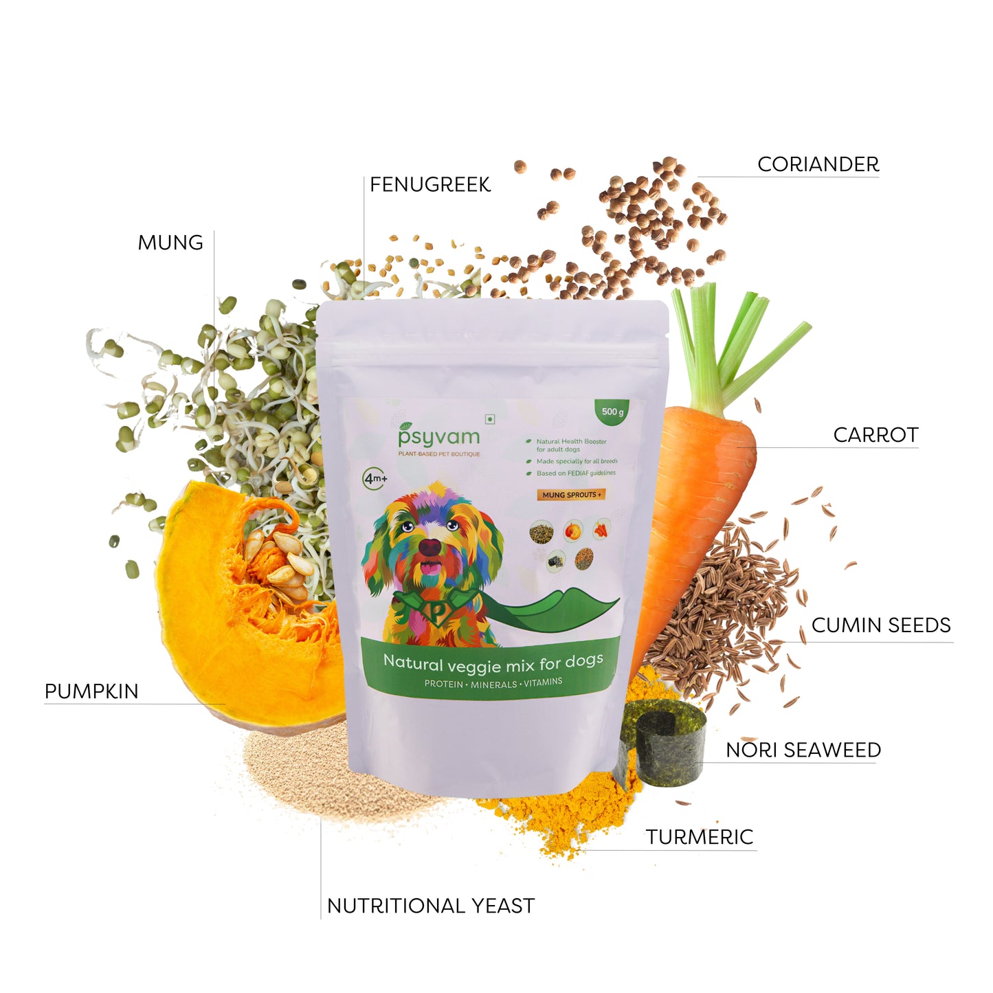 Image of Psyvam Natural Veggie Mix for Dogs Ingredients