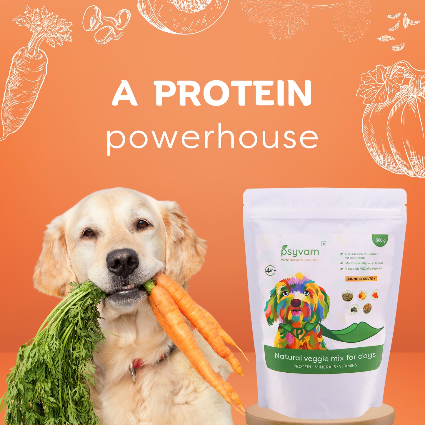 Image of Psyvam Natural Veggie Mix for Dogs Tagline