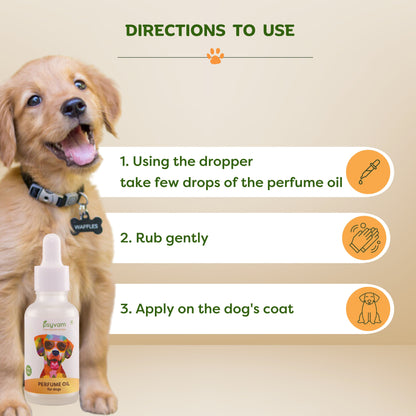 Image of Directions of Use of Psyvam Perfume Oil for Dogs Dropper